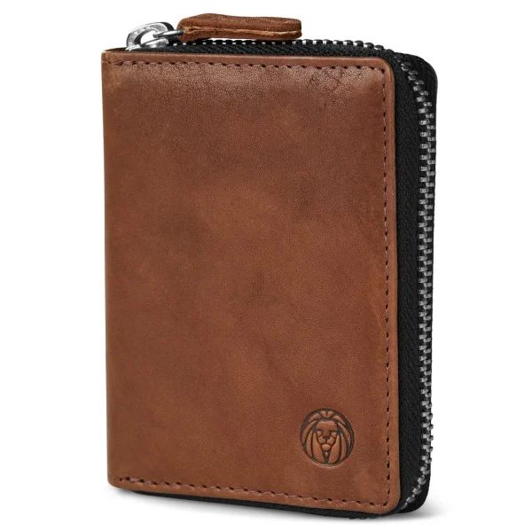 garantis authentique Lucleon Porte-cartes En Cuir Brun Havane Anti-RFID Cambodia 1